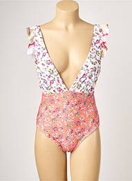 Maillot de bain 1 pièce effet matière satinée haut soutien-gorge avec mousse de rembourrage amovible orange PIHA femme