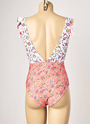 Maillot de bain 1 pièce effet matière satinée haut soutien-gorge avec mousse de rembourrage amovible orange PIHA femme