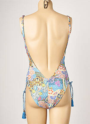Maillot de bain 1 pièce imprimé fantaisie haut soutien-gorge avec mousse de rembourrage amovible bleu PIHA femme