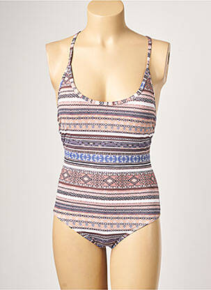 Maillot de bain 1 pièce effet matière satinée haut soutien-gorge avec mousse de rembourrage amovible marron PIHA femme
