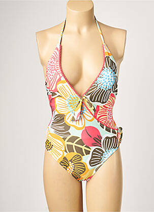 Maillot de bain 1 pièce effet matière satinée haut soutien-gorge avec mousse de rembourrage amovible vert PIHA femme