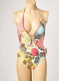 Maillot de bain 1 pièce effet matière satinée haut soutien-gorge avec mousse de rembourrage amovible vert PIHA femme