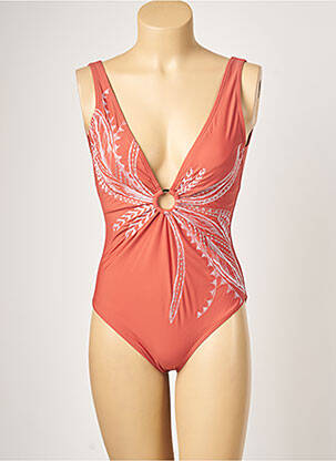 Maillot de bain 1 pièce imprimé fantaisie haut soutien-gorge moulé marron MOONTIDE femme