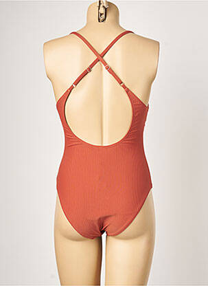 Maillot de bain 1 pièce effet matière satinée haut soutien-gorge avec mousse de rembourrage amovible marron PIHA femme