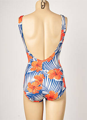 Maillot de bain 1 pièce effet matière satinée haut triangles bleu PLAGE DU SUD femme