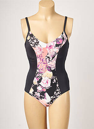 Maillot de bain 1 pièce effet matière satinée haut triangles noir SEAFOLLY femme