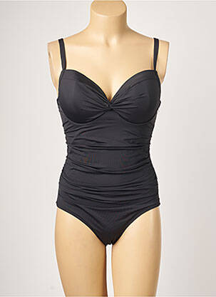 Maillot de bain 1 pièce effet matière satinée haut soutien-gorge moulé noir MOONTIDE femme
