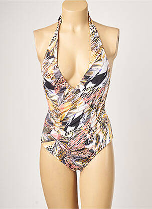 Maillot de bain 1 pièce imprimé fantaisie haut soutien-gorge avec mousse de rembourrage amovible marron MOONTIDE femme