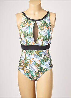 Maillot de bain 1 pièce effet matière satinée haut soutien-gorge moulé vert MOONTIDE femme