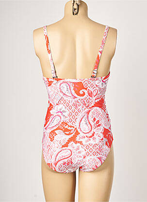 Maillot de bain 1 pièce effet matière satinée haut soutien-gorge moulé orange MOONTIDE femme