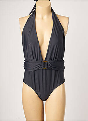 Maillot de bain 1 pièce effet matière satinée haut triangles noir SUN PROJECT femme