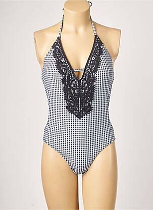 Maillot de bain 1 pièce effet matière satinée haut soutien-gorge balconnet noir YSABEL MORA femme