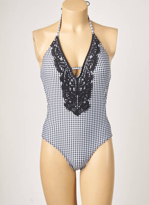 Maillot de bain 1 pièce effet matière satinée haut soutien-gorge balconnet noir YSABEL MORA femme