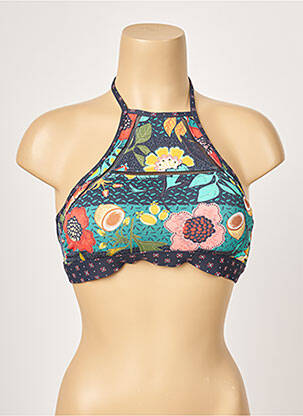Haut de maillot de bain fermeture liens à nouer haut soutien-gorge moulé bleu YSABEL MORA femme