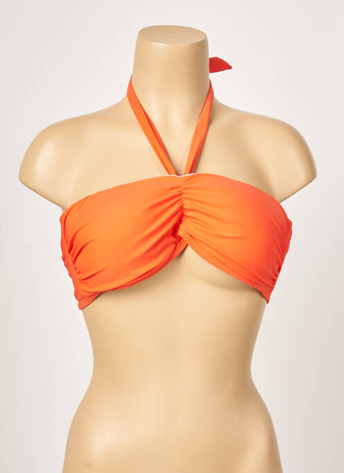 Haut de maillot de bain fermeture liens à nouer haut soutien-gorge moulé orange MOONTIDE femme