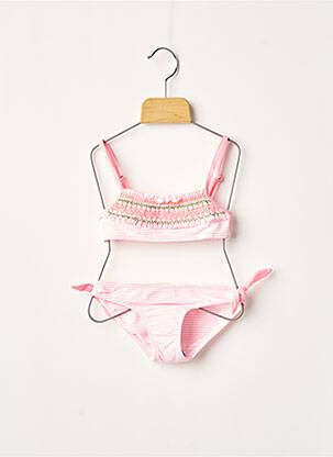 Maillot de bain 2 pièces imprimé rayures rose BORABORA fille