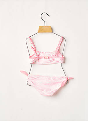 Maillot de bain 2 pièces imprimé rayures rose BORABORA fille