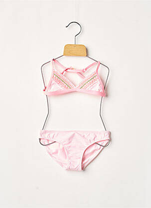 Maillot de bain 2 pièces imprimé rayures rose BORABORA fille