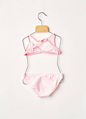 Maillot de bain 2 pièces imprimé rayures rose BORABORA fille
