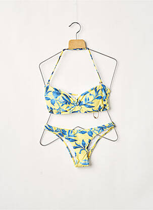 Maillot de bain 2 pièces stretch haut triangles jaune RIO DE SOL femme