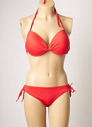Maillot de bain 2 pièces stretch haut soutien-gorge push-up rouge DAG ADOM femme