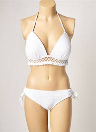 Maillot de bain 2 pièces stretch haut soutien-gorge moulé blanc DAG ADOM femme