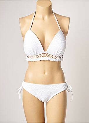 Maillot de bain 2 pièces stretch haut soutien-gorge moulé blanc DAG ADOM femme