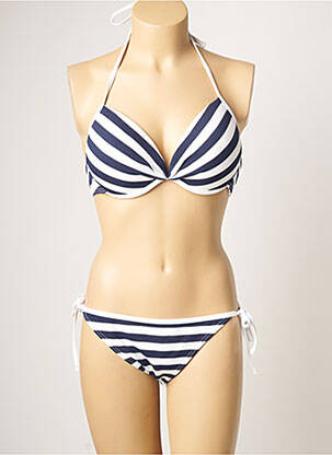 Maillot de bain 2 pièces stretch haut soutien-gorge moulé bleu DAG ADOM femme