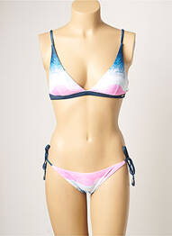 Maillot de bain 2 pièces stretch haut triangles rose PIHA femme