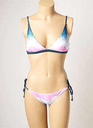 Maillot de bain 2 pièces stretch haut triangles rose PIHA femme
