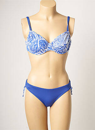 Maillot de bain 2 pièces stretch haut soutien-gorge emboitant bleu BORABORA femme