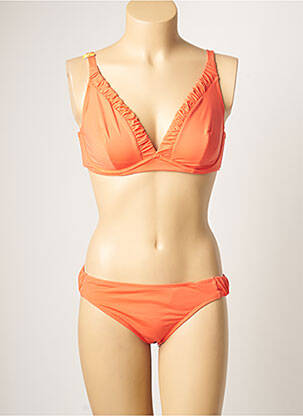 Maillot de bain 2 pièces stretch haut soutien-gorge emboitant orange CHERRY BEACH femme