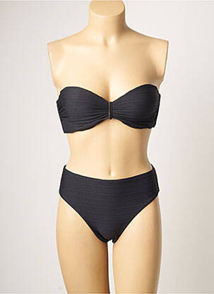 Maillot de bain 2 pièces stretch haut bandeau noir MOONTIDE femme