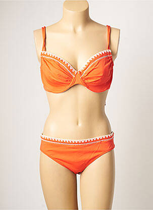 Maillot de bain 2 pièces stretch haut soutien-gorge emboitant orange BORABORA femme