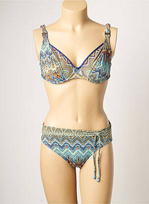 Maillot de bain 2 pièces stretch haut soutien-gorge emboitant bleu SUN PLAYA femme