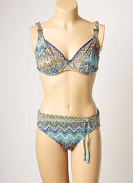 Maillot de bain 2 pièces stretch haut soutien-gorge emboitant bleu SUN PLAYA femme