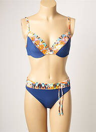 Maillot de bain 2 pièces stretch haut soutien-gorge emboitant bleu SUN PLAYA femme