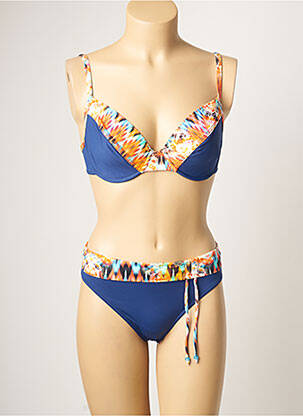 Maillot de bain 2 pièces stretch haut soutien-gorge emboitant bleu SUN PLAYA femme