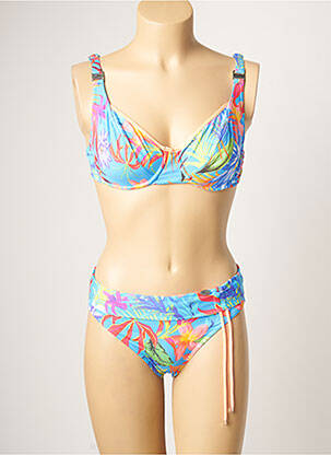 Maillot de bain 2 pièces stretch haut soutien-gorge emboitant bleu SUN PLAYA femme