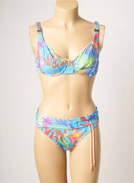Maillot de bain 2 pièces stretch haut soutien-gorge emboitant bleu SUN PLAYA femme