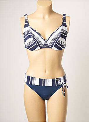 Maillot de bain 2 pièces stretch haut soutien-gorge emboitant bleu SUN PLAYA femme