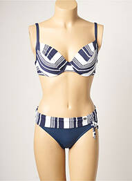 Maillot de bain 2 pièces stretch haut soutien-gorge emboitant bleu SUN PLAYA femme
