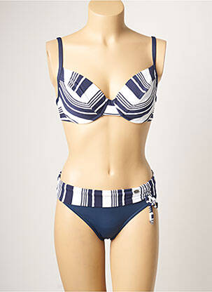 Maillot de bain 2 pièces stretch haut soutien-gorge emboitant bleu SUN PLAYA femme
