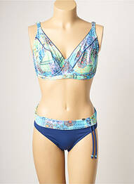 Maillot de bain 2 pièces stretch haut soutien-gorge emboitant bleu SUN PLAYA femme