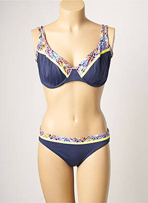 Maillot de bain 2 pièces stretch haut soutien-gorge emboitant bleu LPB femme
