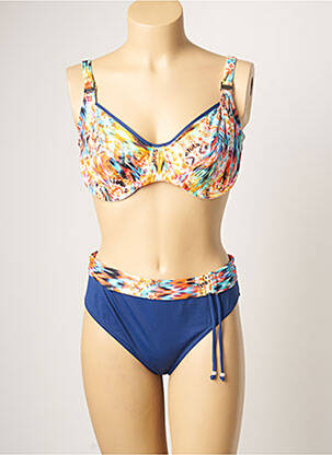 Maillot de bain 2 pièces stretch haut soutien-gorge emboitant bleu SUN PLAYA femme