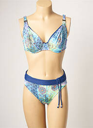 Maillot de bain 2 pièces stretch haut soutien-gorge emboitant bleu SUN PLAYA femme