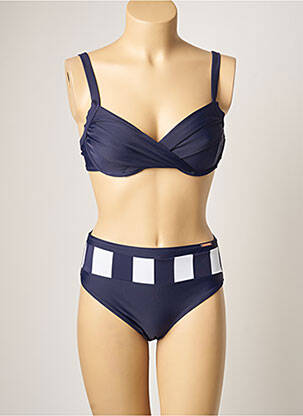 Maillot de bain 2 pièces stretch haut soutien-gorge emboitant bleu YSABEL MORA femme
