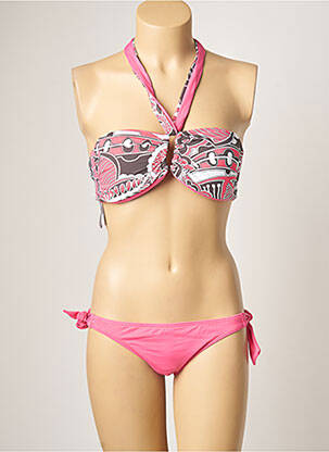 Maillot de bain 2 pièces stretch haut soutien-gorge moulé rose MOONTIDE femme