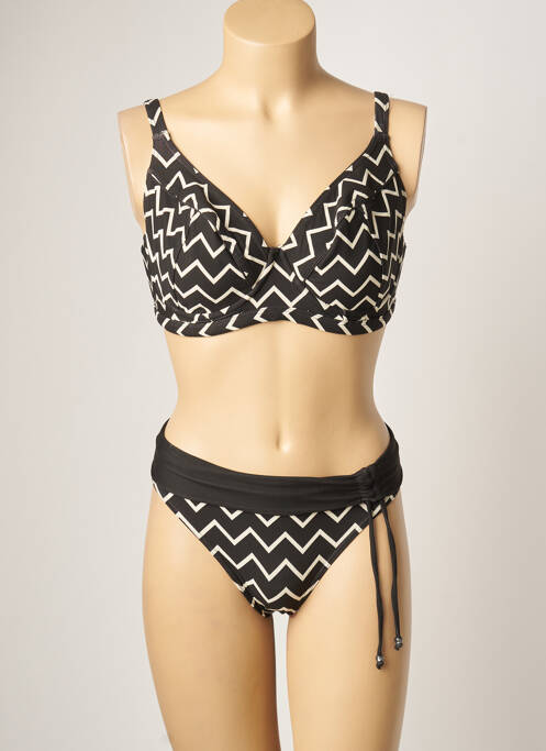 Maillot de bain 2 pièces stretch haut soutien-gorge emboitant noir SUN PLAYA femme